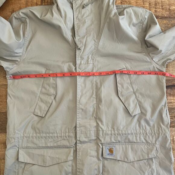 Carhartt WIP Battle Parka Jacket Mens M Hooded Windbreaker Workwear Field Beige - Picture 13 of 16